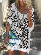 Load image into Gallery viewer, Vintage Bohemian Loose Lace Leopard Dress
