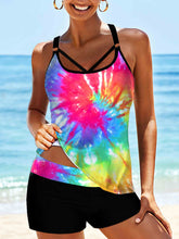 Load image into Gallery viewer, Sexy Backless Swimwear Multicolor Tie-Dye Tankini Set