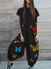 Load image into Gallery viewer, Short Sleeve Butterfly Print Jumpsuit