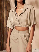 Load image into Gallery viewer, Women's Elegant Lapel Top and High Fork Dress Suits