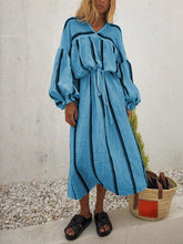 Load image into Gallery viewer, Loose V-Neck Striped Dress