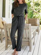 Load image into Gallery viewer, Casual Loose Round Neck Solid Color Long-sleeved Shirt Trousers Two-piece Suit