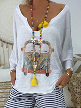 Load image into Gallery viewer, Casual Long Sleeve V-neck Print Top