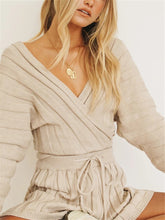 Load image into Gallery viewer, Simple Casual Loose V Neck Long-Sleeved Shirt Shorts Knitted Suit