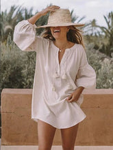 Load image into Gallery viewer, Solid Color V-neck Loose Casual Shirt Skirt