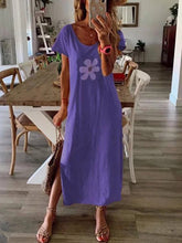 Load image into Gallery viewer, Short Sleeve V-neck Print Dress