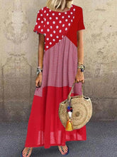 Load image into Gallery viewer, Spliced round Neck Polka Dot Casual Dress