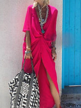 Load image into Gallery viewer, V-Neck Solid Color Casual Dress