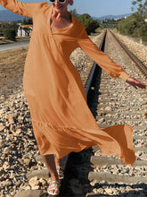 Load image into Gallery viewer, V-Neck Solid Color Long Sleeve Dress