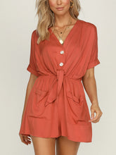 Load image into Gallery viewer, Lace-up Short Casual Jumpsuit