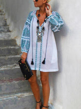 Load image into Gallery viewer, Vintage Bohemian Loose Casual V Neck Dress