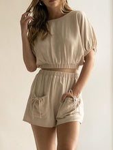 Load image into Gallery viewer, Casual Round Neck Short Sleeve Solid Color Two-piece Suit
