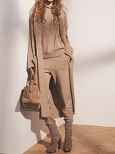 Load image into Gallery viewer, Knit Long Cardigan Loose Sweatshirt and Pants Three-piece Suit