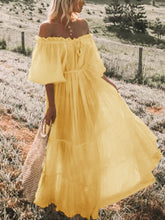 Load image into Gallery viewer, Bohemian Solid Color Off-the-shoulder Maxi Dress