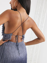 Load image into Gallery viewer, Fashionable V-neck Sleeveless Fringed Evening Dress