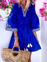 Load image into Gallery viewer, Bohemian V-neck High Waist Loose Casual Dress