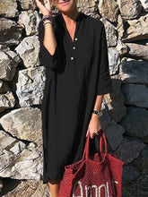 Load image into Gallery viewer, Fashion Button-down Neckline Solid Color Casual Dress