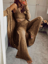Load image into Gallery viewer, Crop Top Cardigan and Trousers Three-piece Suit