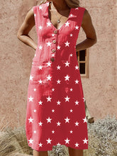 Load image into Gallery viewer, Elegant Buttoned Printed Pockets Midi Dress