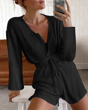 Load image into Gallery viewer, Long Sleeve Top High Waist Shorts Casual Loose Suit