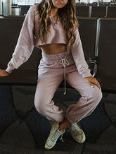 Load image into Gallery viewer, Fashionable Solid Color Long-sleeved Trousers Casual Two-piece Suit