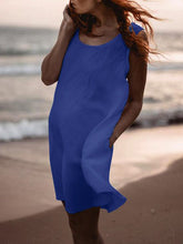 Load image into Gallery viewer, Plus Size Casual Solid Round Neck Sleeveless Pockets Dresses
