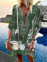 Load image into Gallery viewer, Deep V Printed Loose Casual Dress