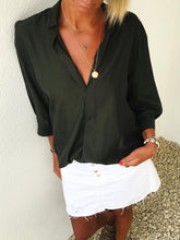 Load image into Gallery viewer, Casual V-Neck Solid Color Shirt
