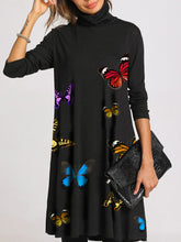Load image into Gallery viewer, Casual Loose Comfortable High Neck Butterfly Dress