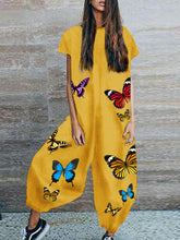 Load image into Gallery viewer, Short Sleeve Butterfly Print Jumpsuit