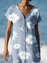 Load image into Gallery viewer, Plus size Floral Printed Casual V Neck Dresses