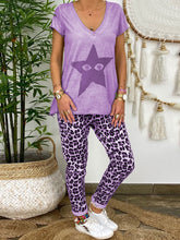 Load image into Gallery viewer, Simple Casual Loose Top Leopard Pants Set