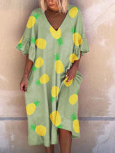 Load image into Gallery viewer, Deep V Print Casual Dress