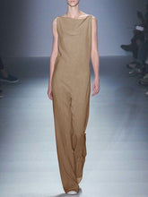 Load image into Gallery viewer, Casual Solid Color Sleeveless Round Neck Jumpsuit