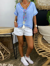 Load image into Gallery viewer, Simple Casual Loose V-Neck Short Sleeve Top