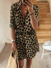 Load image into Gallery viewer, Casual Leopard Print 3/4 Sleeve Casual Dress
