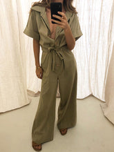 Load image into Gallery viewer, Fashion Simple Casual Loose V Neck Short-Sleeved Jumpsuit