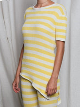 Load image into Gallery viewer, Round neck short sleeve striped printed knitted suit
