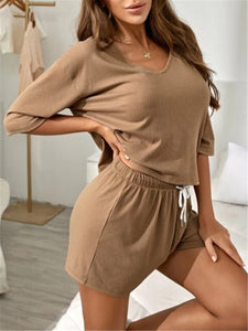 V-neck Clear Color Loose Suit