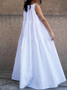 Fashionable Solid Color Hem Loose Dress