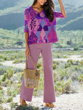 Load image into Gallery viewer, Retro Bohemian Colorblock Top Pants Set
