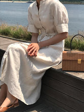 Load image into Gallery viewer, Middle Sleeve Solid Color Casual Shirt Dress
