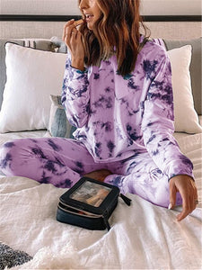 Casual Loose Sweater Pants Tie Dye Suit