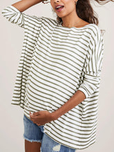 Load image into Gallery viewer, Casual Solid Color Long-sleeved Striped Printed Maternity Top
