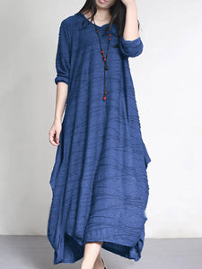V-neck Long Sleeve Loose Casual Maxi Dress