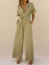 Load image into Gallery viewer, Fashion Simple Casual Loose V Neck Short-Sleeved Jumpsuit
