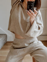 Load image into Gallery viewer, Casual Loose Hooded Top Pants Knitted Suit
