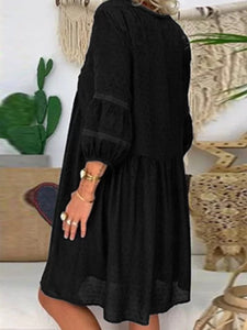 V-neck Loose Solid Color Casual Dresses