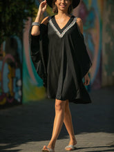 Load image into Gallery viewer, Boho Oversized Fringe Open Shoulder Beach Casual Dress
