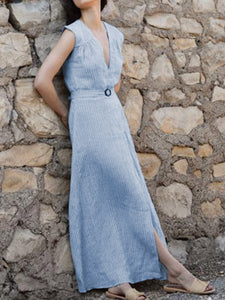 Casual Loose Sleeveless Striped Dress